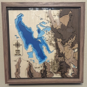 Amazing Great Salt Lake, Salt Lake City, Wasatch Front 3D laser cut topographic map